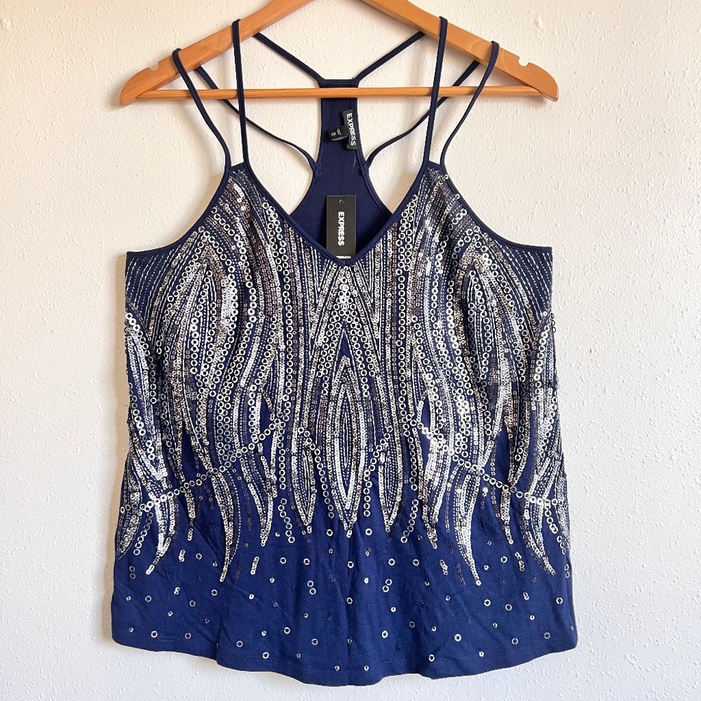 NWT Express Navy Sequin Camisole